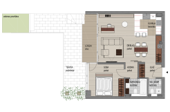 Dvosobni stan 56 m2 s terasom
